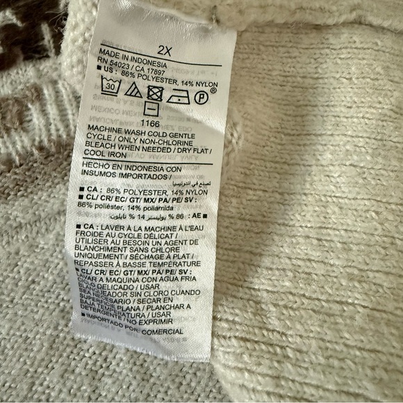 Old Navy Aztec Knit Sweater 2X Plus Size Neutral Geo Pattern Cozy 2X - Picture 9 of 9